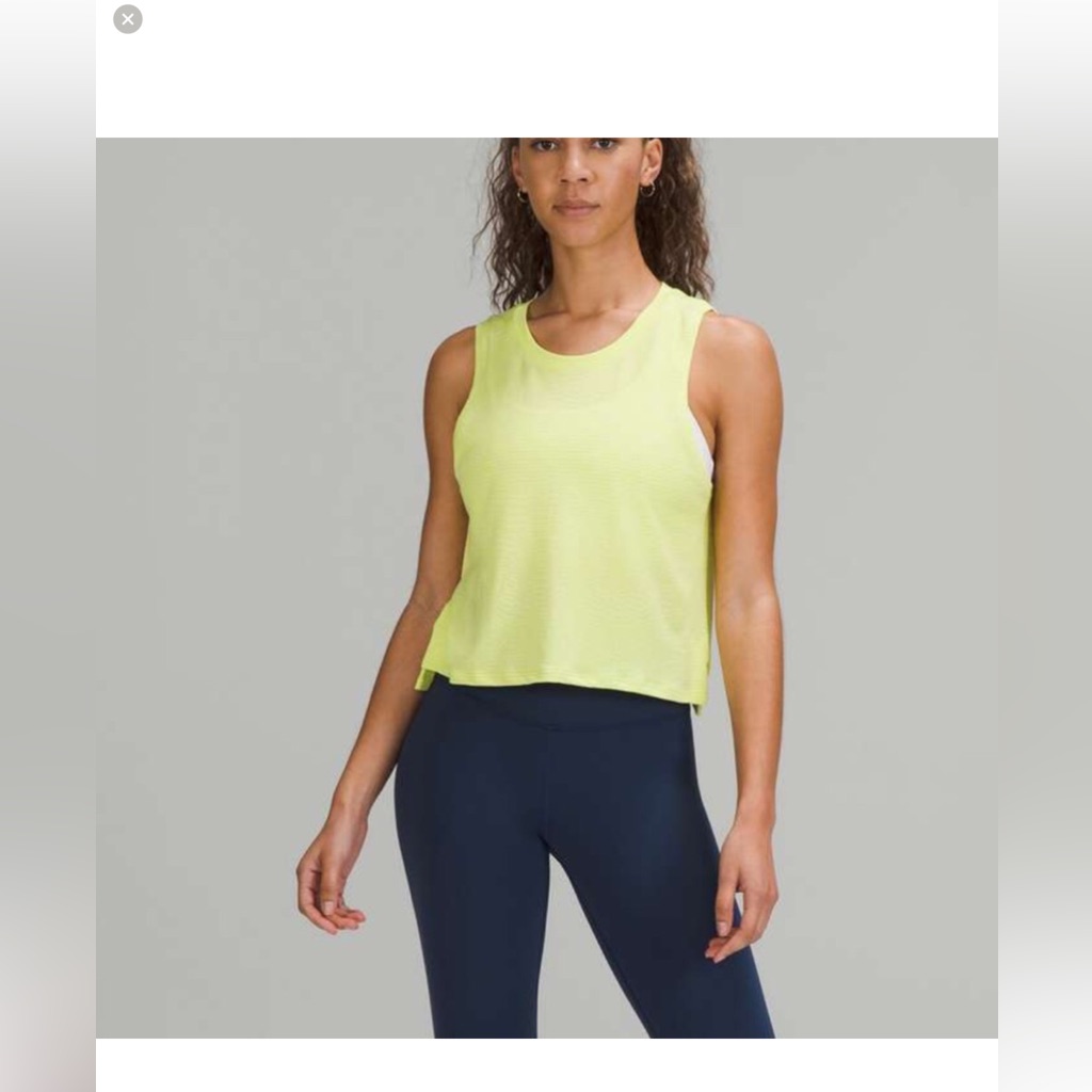 Lululemon Train To Be Tank Top In Ripple Wave Electric Lemon / White